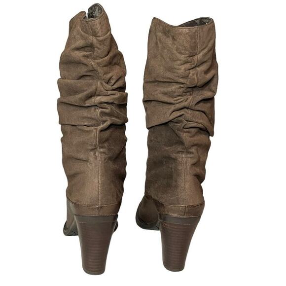 Markon Danielle Riding Boots Brown Leather Ruched Heel Pull On Women Size 8 M - Picture 4 of 8